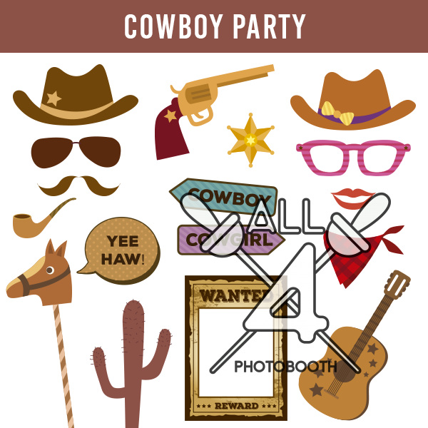 digital props, cowboy party, cowboy