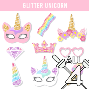 digital props, glitter unicorn, unicorn