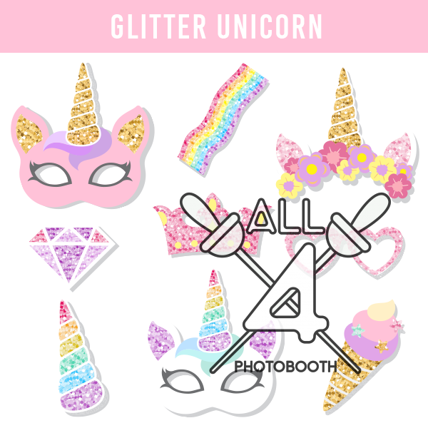 digital props, glitter unicorn, unicorn